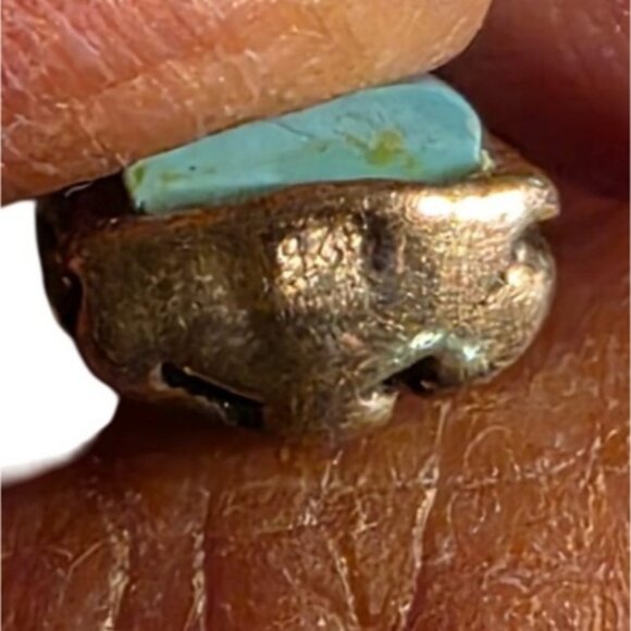 Vintage Pendant Sterling Silver Turquoise Reversible Floral Scroll Rectangular - Picture 5 of 8